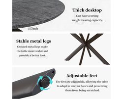 Uitschuifbare Ronde Eettafel Set 120x160 cm - Ovaal Design met 4 Stoelen - Modern Industriële Eetkamertafel MDF Dark Rhine Afwerking voor 4-6 Personen | Laura