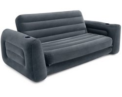 Uitschuifbare Slaapbank – Ruime Bank met Ligfunctie – Donkergrijs – 203 x 231 x 66 cm