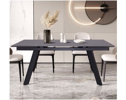 Uitschuifbare tafel 'Hera' 160-240 cm Rechthoekig Steen Zwart