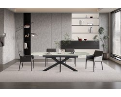 Uitschuifbare tafel 'Hestia' 180-220 cm Deens Ovaal Glanzend Steen Beige
