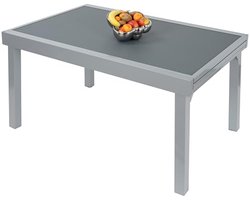 Uitschuifbare Tafel XXL voor de Tuin | Premium Aluminium met Glazen Blad | 135-270 cm