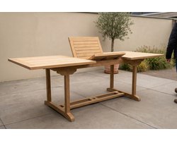 Uitschuifbare Tuintafel FSC® Teak 180-240 x 100 cm | Met Parasolgat