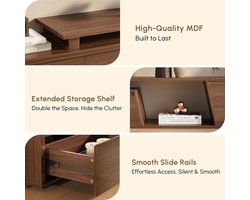 Uitschuifbare TV-kast 180-280 cm, Moderne Walnoot TV-meubel met 3 Lades en Opbergruimte voor Woonkamer – Lowboard, Dressoir en Televisietafel – Pauwhome