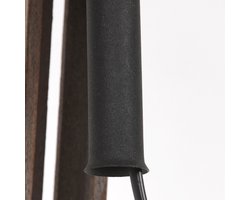 Uitschuifbare vloerlamp Triek | 1-lichts | mat zwart en vergrijst hout | Ø 40 cm | hoogte tot 165 cm | landelijk design | E27 fitting