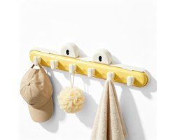 Uitschuifbare wandkapstok met zuignap haken voor gladde muren, ideaal voor keuken en badkamer, geel en wit