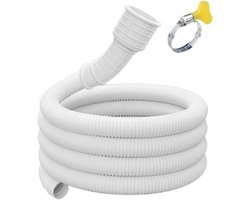 Uitschuifbare wasmachine afvoerslang waterverlengbuis met klem voor badkamer keukenapparatuur kunststof afvoerbuis wit (3 meter)