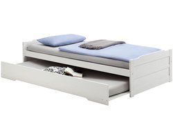 Uitschuifbed LORENA 90 x 200 cm van massief hout - Wit