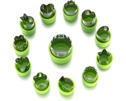 Uitsteekvorm 12 set - Roestvrij staal - Kerstkoekjesvorm - Fruit- en groentedecoratiemes voor de lunchtrommel - Kinderbroodkoekjesvorm - Bakaccessoires - Koekjesvormen voor Kerstmis, feestdagen en feestjes - Zilver