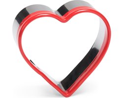 uitsteekvorm hart 6,5 x 6,5 cm rvs zilver/rood