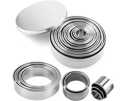 Uitsteekvorm - Sloffenring Broodbakvorm Taartvorm Set - Broodvorm met Uitsteekvormpjes -RVS Koekjes Uitstekers - 12-delige Koekvormen - - Bento-decoratiemes voor fruit en groenten - keukengereedschap - voor het snijden van vormen
