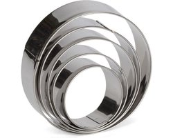 Uitsteekvormen Ringen set - 5 Cirkels - 5 tot 9CM - Ronde vormen voor uitsteken Koekjesdeeg, Fondant, Klei etc. RVS