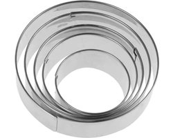Uitsteekvormen set - 5 Cirkels - 3 tot 7CM - Ronde vormen voor uitsteken Koekjesdeeg, Fondant, Klei etc. RVS