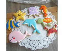 Uitsteekvormen set 8 stuks Zeedieren - koekvormen - bakvorm - koekjes vormpjes - uitsteekvormpjes - bakvormpjes - fondant - uitstekers set - trakteren