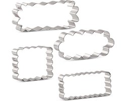 Uitsteekvormen Set van 4 - Rechthoeken met Geschulpte Rand - Mal voor koekjesdeeg, fondant, kaas etc.