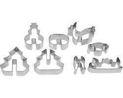 Uitsteekvormenset 3D - Metalen Bakvormpjes - Kerstkoekjes - Koekjes bakken - RVS - 8dlg.