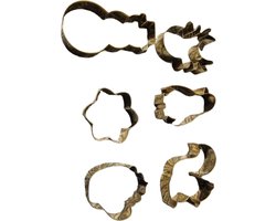 Uitsteekvormpjes Kerst Thema - Goud - RVS - Set van 3 - Assorti - Uitsteekvormen koekjes en fondant - Cookie Cutters Set