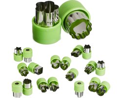 uitsteekvormpjes klein - set van 20 - voor koekjes en groente - met handgreep - rvs