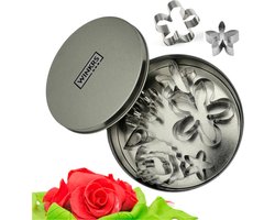Uitsteekvormpjes Set - 12 Verschillende Bloemblaadjes Vormen voor fondant bloemen in een Rond Blikje Cookie Cutters