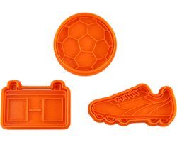 Uitsteekvormpjes voetbal – Koekjes Uitstekers – stempel voor deeg fondant klei – Cookie Cutter - WK & EK - Wedstrijd set