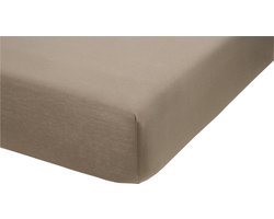 Uitstekend topper jersey hoeslaken taupe - 140x200/210 (tweepersoons) - lekker zacht en fijn geweven - soepel en rekbaar - perfecte pasvorm
