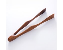 Uitstekende Houten Tang, Natuurlijke Voedselclip, Keukentang, Bamboe Theeclip, Duurzaam, Milieuvriendelijk, Geschikt Voor Keuken, Camping, Grill, Buffet, Restaurant, Enz. (Bruin)