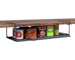 Uittrekbaar en Ophangbaar Metalen Opbergrek - Verstelbare Lengte 38 cm tot 70 cm - Perfect voor Keuken, Badkamer ,Kledingkasten Schoenenkast-zwart