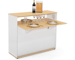 Uittrekbare Barkast in Eettafel voor 2 Personen met Inklapbaar Werkblad - Modern Design