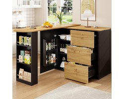 Uittrekbare bartafel - Draaibare hoogtafel - Ruimte Besparen - 360 graden draaibaar - 138-204 x 39 x 104 cm - Zwart
