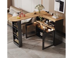 Uittrekbare bartafel met opbergruimte en ledverlichting (138-193 cm) - Elegante bistrotafel voor eetkamer