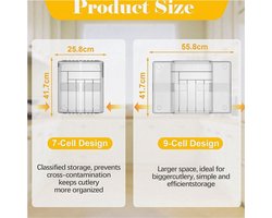 Uittrekbare bestekhouder - verstelbare bestekorganizer - helder - kunststof