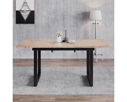 Uittrekbare eettafel - Eetkamertafel - Gezellig tafelen - Industriële stijl - 180 cm - Houtkleur