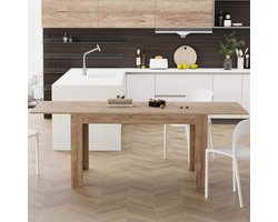 Uittrekbare Eettafel Eiken 140-220 cm – HomeByNicole Easy Extend – Moderne Uitschuifbare Design Tafel – Ruimtebesparend – 6 tot 8 Personen – Eikenhoutlook – Made in Italy