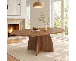 Uittrekbare Eettafel - Flexibel Voor 4 Tot 8 Personen - Afgeronde Hoeken Voor Eetkamer - MDF - 120/180 x 90 x 75 Cm - Walnootkleur