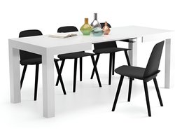 Uittrekbare Eettafel HomeByNicole “First Elegance” Glanzend Wit – Verstelbare Tafel 120(200) x 80 cm – Moderne Design Tafel voor Keuken & Eetkamer – Ruimtebesparend & Made in Italy