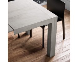 Uittrekbare Eettafel HomeByNicole Iacopo – Beton Grijs – 140-220 cm – Modern Design voor 6-10 Personen – Keuken- en Woonkamer Tafel – Hoogwaardig Hout en Melamine Coating