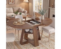 Uittrekbare Eettafel - Keukentafel Hout - Eetkamer Meubel - Flexibel Verstelbaar - 100 tot 140 cm - Walnoot Look