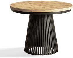Uittrekbare Eettafel Nero, Tafel, Diameter 100 cm, Keukentafel, Lefkas