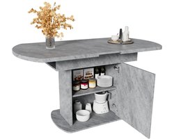 Uittrekbare Eettafel – Uitschuifbare Tafel – Flexibele Tafel – Ruimtebesparende Eettafel – Robuust Metalen Frame – Snelle Montage - 130 x 70 x 75 cm - Grijs