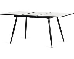 Uittrekbare Eettafel - Verstelbare Tafel Eettafel Uitschuifbaar - Dineren met Gasten - Wit Marmeren Look - 120-160 cm - Wit