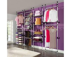 Uittrekbare Garderobe - Kast Organizer - Ruimte Besparen - Verstelbare Hoogte - Aluminium Planken - Zilverkleurig