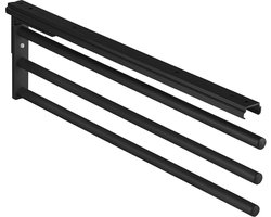 Uittrekbare handdoekhouder - ruimtebesparend - 1 stuk - zwart - aluminium