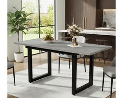 Uittrekbare Industriële Eettafel 140-180x80x75 cm – Stoere Betonlook & Metaal Design – Rechthoekige Keukentafel voor Woonkamer en Eetkamer – Depauwwonen