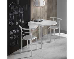 Uittrekbare Keukentafel met 2 Stoelen - Modern Design in Wit