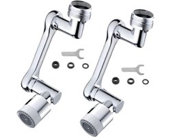 Uittrekbare Kraan - 2 stuks - Met 360° Rotatie Verlenging - Badkamer Keuken Draaibaar - 1080 Graden Draaibaar Scharnier - Voor Waterkraan Wastafel Gewrichtverlenging - Duotap-Aansluiting Universele Adapter
