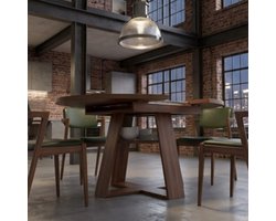 Uittrekbare Ovale Eettafel 100–140x100x75 cm – Ronde Keukentafel voor 2–6 Personen, Walnoot Houtdesign met Legplank, Multifunctioneel & Ruimtebesparend – Furnitureland