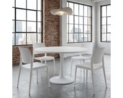 Uittrekbare Ovale Eettafel 100–140x100x75 cm – Ronde Keukentafel voor 2–8 Personen, Wit/Grijs Houtdesign, Taps Toelopende Poten, Modern & Ruimtebesparend – Furnitureland