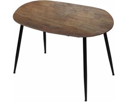 Uittrekbare ovale eettafel voor 4-10 personen - Houtlook en metalen frame, 120-180 cm