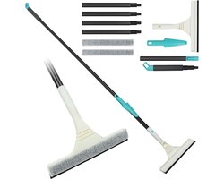 Uittrekbare raamreiniger - Telescopische glasreiniger 2-in-1, uittrekbaar 65-154 cm - Professioneel glasreinigingsgereedschap voor ramen, spiegels en meer Buigbare raamwisser