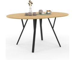 Uittrekbare Ronde Eettafel – 110-150 cm, Voor 4 tot 8 Personen, Hout en Zwart, Industrieel Design, Stijlvol en Functioneel Meubel voor Eetkamer