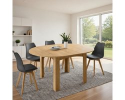 Uittrekbare Ronde Eettafel “Dona Elegance” 110-150 cm – Beukenhoutlook – Verzonden voor 4 tot 8 personen – Stijlvolle moderne tafel – Casa Serena